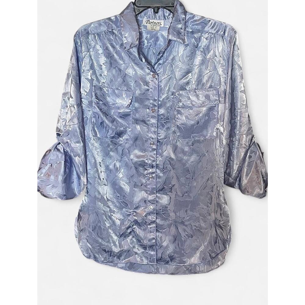Partners by Mervyn’s Vintage Pastel Blue Shiny 3/4 Sleeve Blouse - Size 12